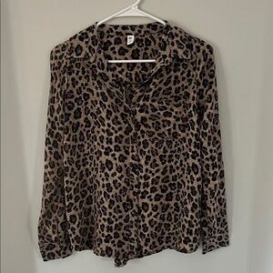 BP Brown Leopard Print Button Down Shirt